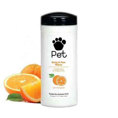 45 sheets Orange scent Pet body&paw cleaning wet wipes pet freshing  wipes