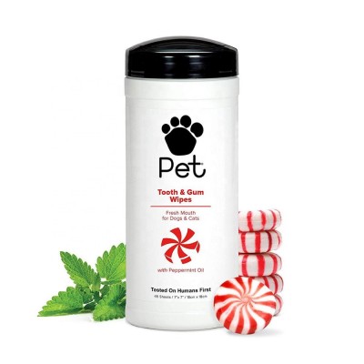 45 sheets Pet teeth & gum cleaning wet wipes with peppermint oil